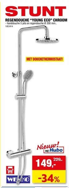 Hubo Regendouche “young eco” chroom aanbieding
