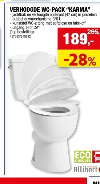 Hubo Verhoogde wc-pack “karma” aanbieding