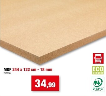 Hubo Mdf 244 x 122 cm - 18 mm aanbieding