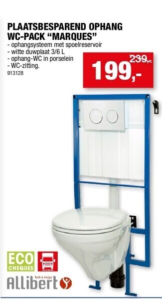Hubo Plaatsbesparend ophang wc-pack “marques” aanbieding
