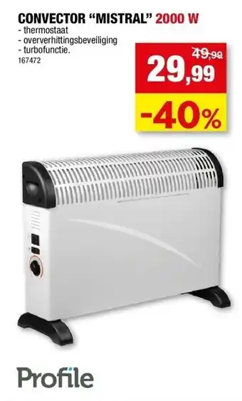 Hubo Convector “mistral” 2000 w aanbieding
