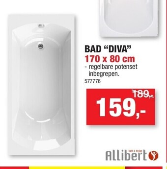 Hubo Bad “diva” 170 x 80 cm aanbieding