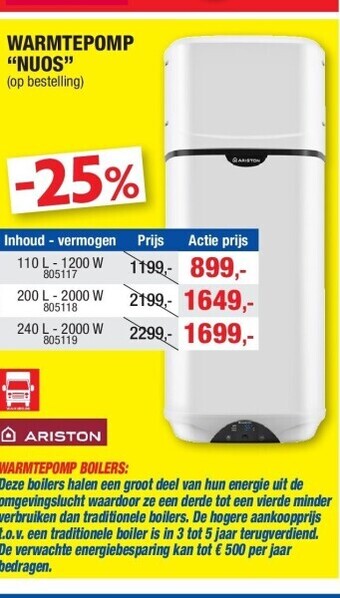 Hubo Warmtepomp “nuos” 110 l - 1200 w aanbieding