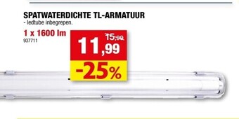 Hubo Spatwaterdichte tl-armatuur - ledtube inbegrepen. 1 x 1600 lm aanbieding