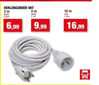 Hubo Verlengsnoer wit 3 m aanbieding