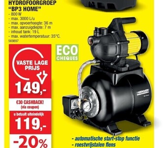 Hubo Hydrofoorgroep “bp3 home” aanbieding