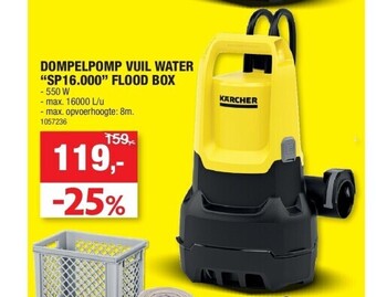 Hubo Dompelpomp vuil water “sp16.000” flood box aanbieding