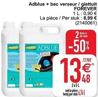 Cora Adblue + bec verseur - giettuit forever 2 X 5 L aanbieding