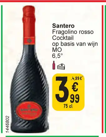 Cora Santero fragolino rosso cocktail op basis van wijn 75cl aanbieding