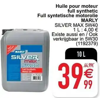 Cora Huile pour moteur full synthetic full syntetische motorolie marly silver max 5w40 10 L aanbieding