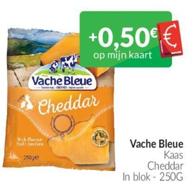 Vache Bleue kaas cheddar in blok 250 g promotie bij Intermarché