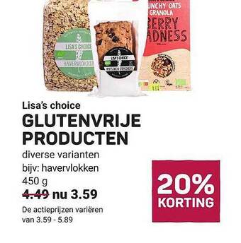 Lisa's choice glutenvrije producten
