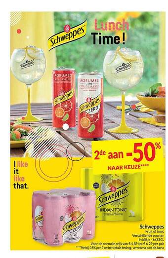 Intermarché Schweppes fruit of tonic aanbieding