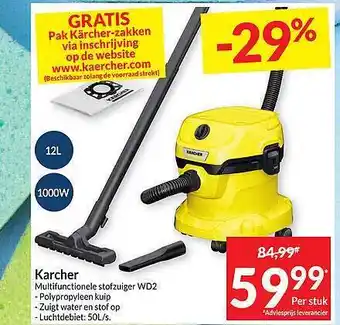 Intermarché Karcher multifunctionele stofzuiger wd2 aanbieding