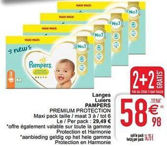 Cora Langes luiers pampers premium protection aanbieding