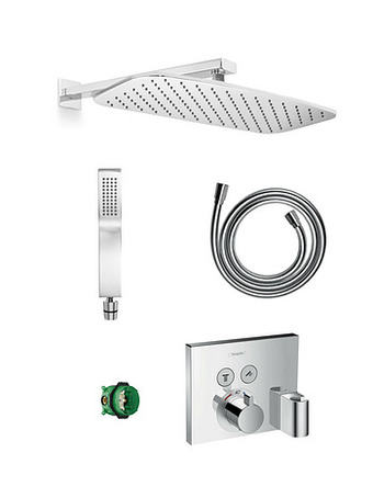 X2O Hansgrohe Showerselect thermostatische inbouw regendoucheset met rechthoekige regendouchekop 45 x 25 cm glanzend chroom aanbieding