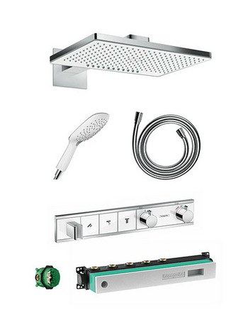 X2O Hansgrohe Rainselect thermostatische inbouw regendoucheset met rechthoekige regendouchekop met waterval 46 x 27 cm glanzend c aanbieding