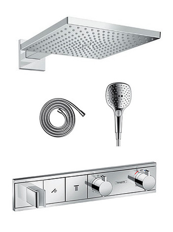 X2O Hansgrohe Rainselect thermostatische inbouw regendoucheset met vierkante regendouchekop 30 cm glanzend chroom aanbieding