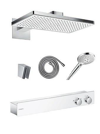 X2O Hansgrohe ShowerTablet 600 thermostatische inbouw regendoucheset met rechthoekige regendouchekop 46 x 27 cm glanzend chroom e aanbieding
