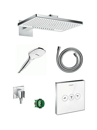 X2O Hansgrohe Showerselect Glass thermostatische inbouw regendoucheset met rechthoekige regendouchekop met waterval 46 x 27 cm gl aanbieding