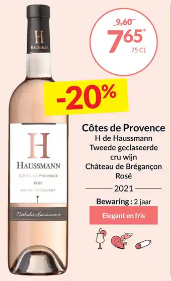 Intermarché H de Haussmann cotes de provence rose 2021 75 cl aanbieding