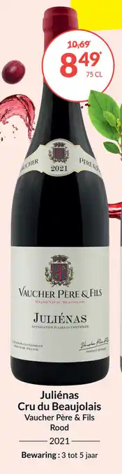Intermarché Vaucher Pere & Fils julienas cru du beaujolais rood 2021 75 cl aanbieding