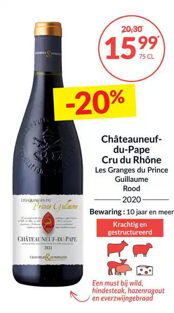 Intermarché Les Granges du Prince Guillaume chateauneuf-du-pape cru du rhone rood 2020 75 cl aanbieding