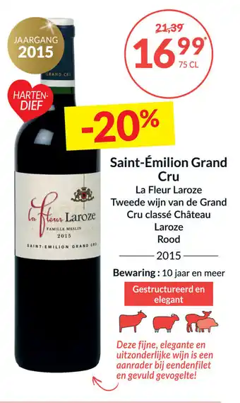 Intermarché La Fleur Laroze saint-emilion grand cru tweede wijn van de grand cru classe chateau laroze rood 2015 75 cl aanbieding