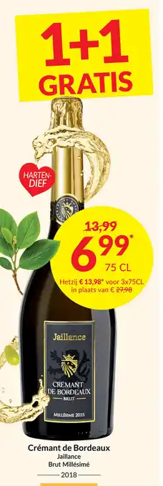Intermarché Jaillance cremant de bordeaux brut millesime 2018 75 cl aanbieding