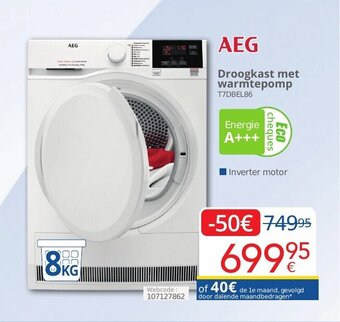 Eldi AEG droogkast met warmtepomp T7DBEL86 aanbieding