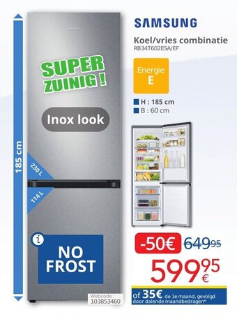 Eldi Samsung koel/vries combinatie aanbieding