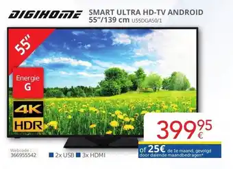 Eldi Digihome smart ultra HD-TV android 55'' 139cm aanbieding