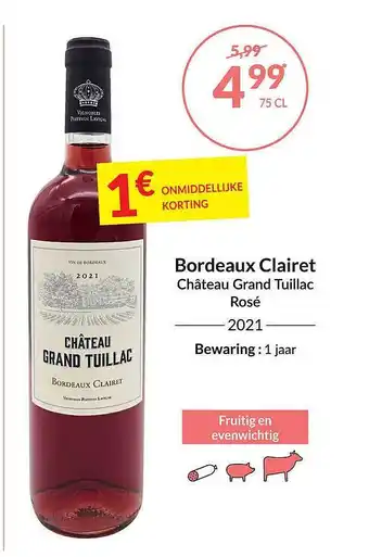 Intermarché Bordeaux clairet château grand tuillac rosé 2021 aanbieding