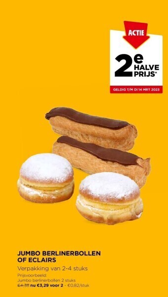Jumbo Jumbo berlinerbollen of eclairs aanbieding
