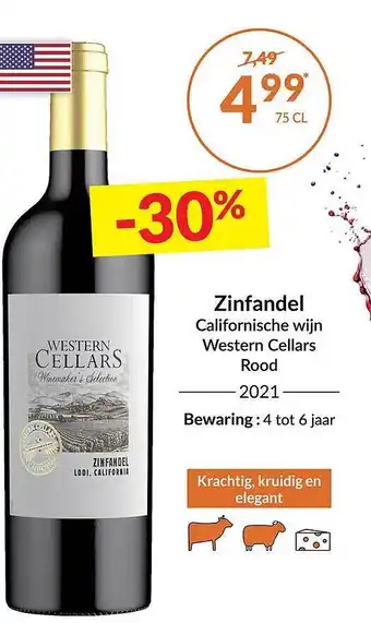 Intermarché Zinfandel californische wijn western cellars rood 2021 aanbieding