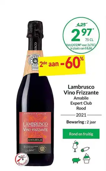 Intermarché Lambrusco vino frizzante amabile expert club rood 2021 aanbieding