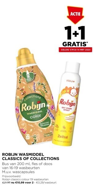 Jumbo Robijn wasmiddel classics of collections aanbieding