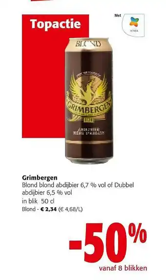 Colruyt Grimbergen blond blond abdijbier 6,7% vol of dubbel abdijbier 6,5% vol aanbieding