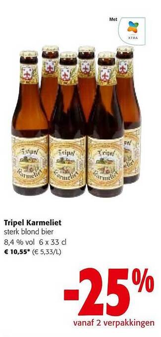 Colruyt Tripel karmeliet sterk blond bier 8,4% vol aanbieding