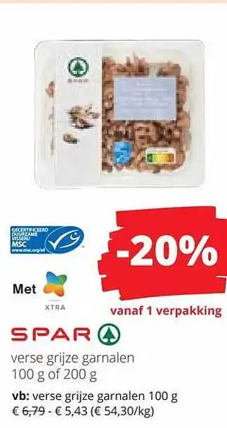 Spar Colruyt Spar verse grijze garnalen aanbieding