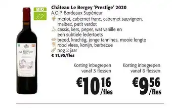 Colruyt Château le bergey 'prestige' 2020 a.o.p. bordeaux supérieur aanbieding