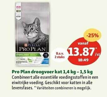 Maxi Zoo Pro plan droogvoer kat 1,4 kg - 1,5 kg aanbieding