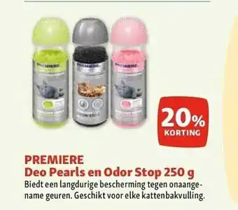 Maxi Zoo Première deo pearls en odor stop 250 g aanbieding