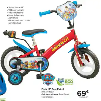 Carrefour Fiets 12" Paw Patrol aanbieding