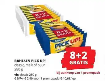 Spar Colruyt Bahlsen pick up! classic, melk of puur aanbieding