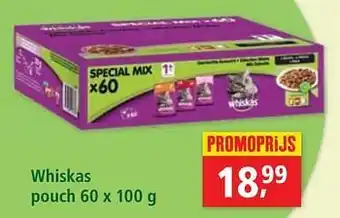 Maxi Zoo Whiskas pouch 60 x 100 g aanbieding