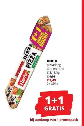 Spar Herta pizzadeeg dun en rond aanbieding