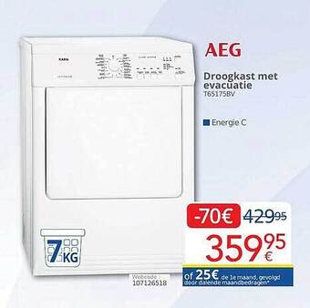 Eldi Aeg droogkast met evacuatie aanbieding