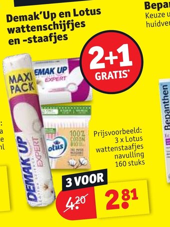 Kruidvat Demak'Up en Lotus wattenschijfjes en -staafjes aanbieding