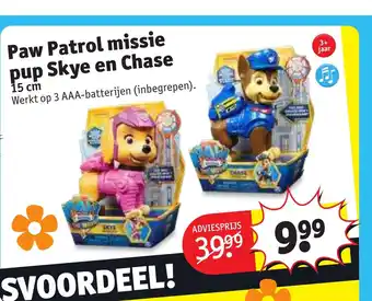 Kruidvat Paw Patrol missie pup Skye en Chase 15 cm aanbieding